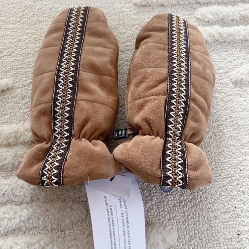 UGG Women's Tasman Gloves Suede Leather Mittens Chestnut Brown Size S NWT
