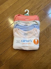 Carters Just One You Baby Bodysuits Short Sleeve Cotton Basics 4 Pack 18M