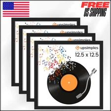 Vinyl Record Frames for 12" Album Cover, Wall Display Home Decor, 4 Pc 12.5x12.5