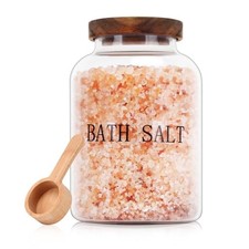 BKYFPQ 74oz Glass Bath Salt Jar w/ Wooden Lid  Scoop, Bathroom Organizer