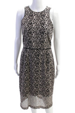 Tahari  ASL Womens Round Neck Sleeveless Zip Long Colorblock Dress Black Size 08