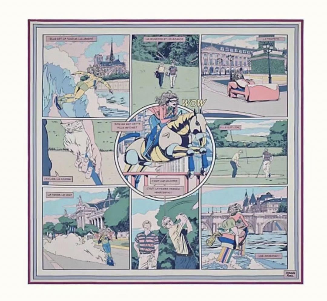 Hermes Double Face Kaki 90cm Scarf With Logo Brand Tag Preowned  