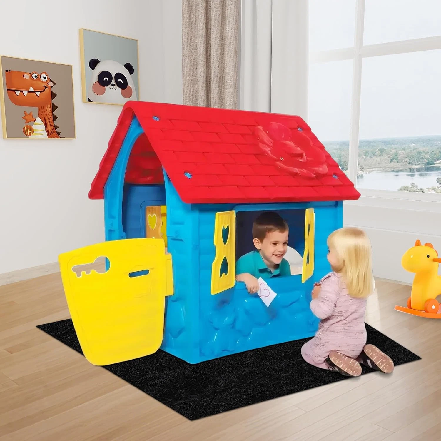 Outdoor Playhouse Mat 59 X Portable Activity Rug Non-Slip Backing outside Game