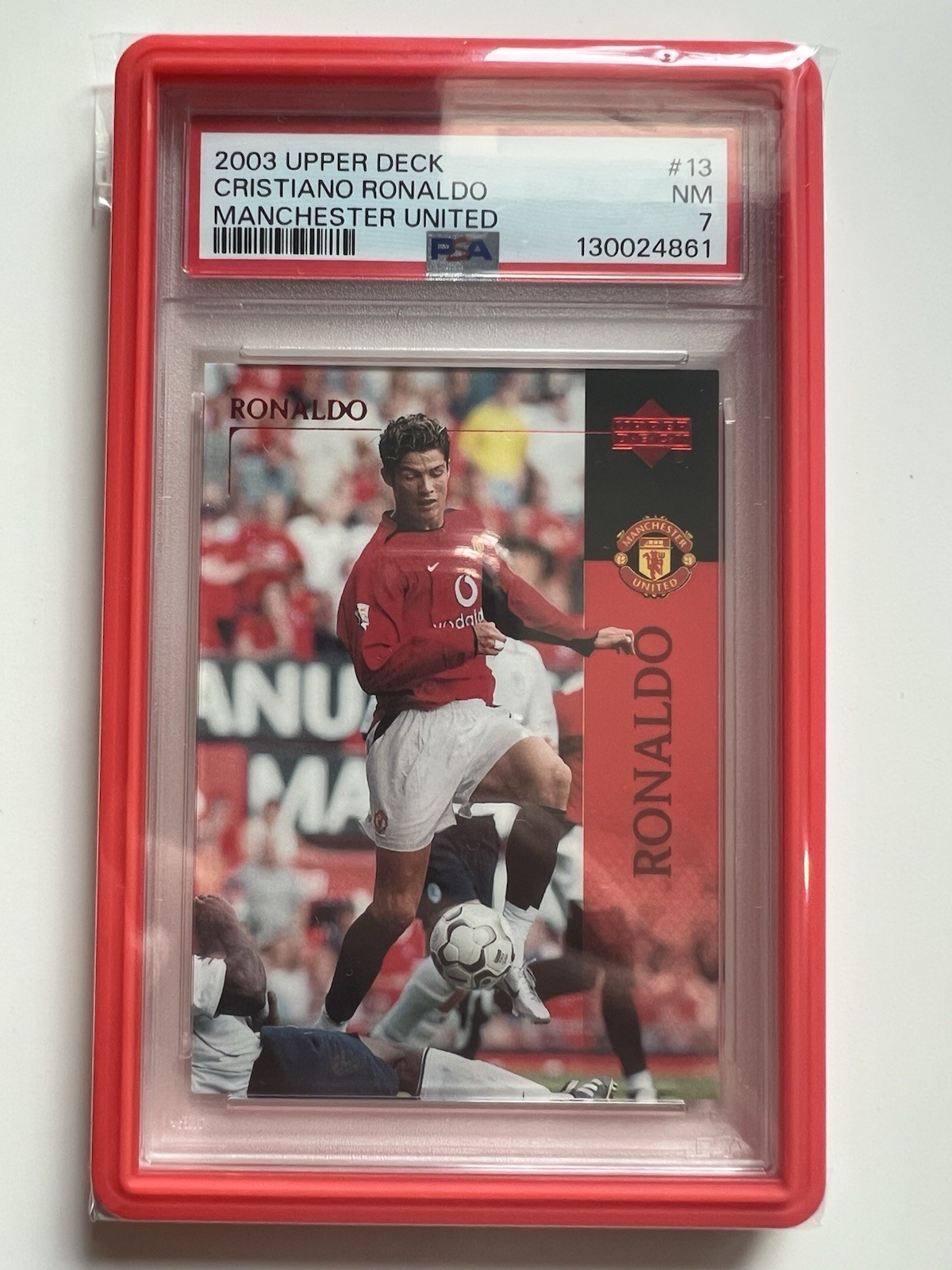 2003 Upper Deck Manchester United Cristiano Ronaldo #13 ROOKIE CARD PSA 7 NM