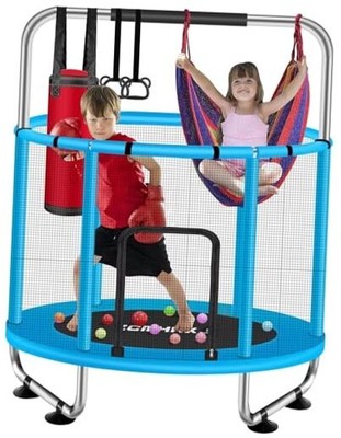 55'' Trampoline for Kids with Enclosure, 440lbs Capacity Indoor & Outdoor 
