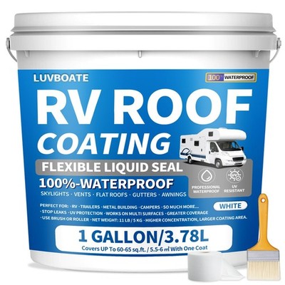 1 Gallon RV Roof Coating - Waterproof Solar Reflective Sealant for Trailers & Ca