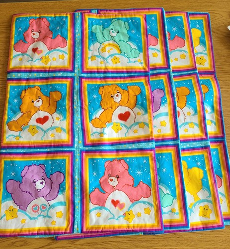 Care Bears Four Handmade Colorful Character Fabric Squares Baby Blanket Liners