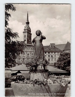 Postcard Liesl Karlstadt Fountain Viktualienmarkt in Munich Germany