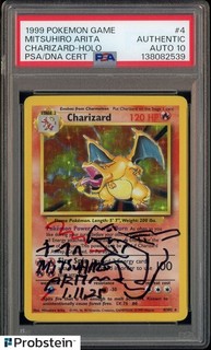 Mitsuhiro Arita Signed 1999 Pokemon Game #4 Charizard Holo PSA/DNA AUTH AUTO 10