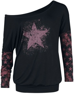 RED by EMP Damen schwarzes Langarmshirt mit U-Boot-Ausschnitt XXL