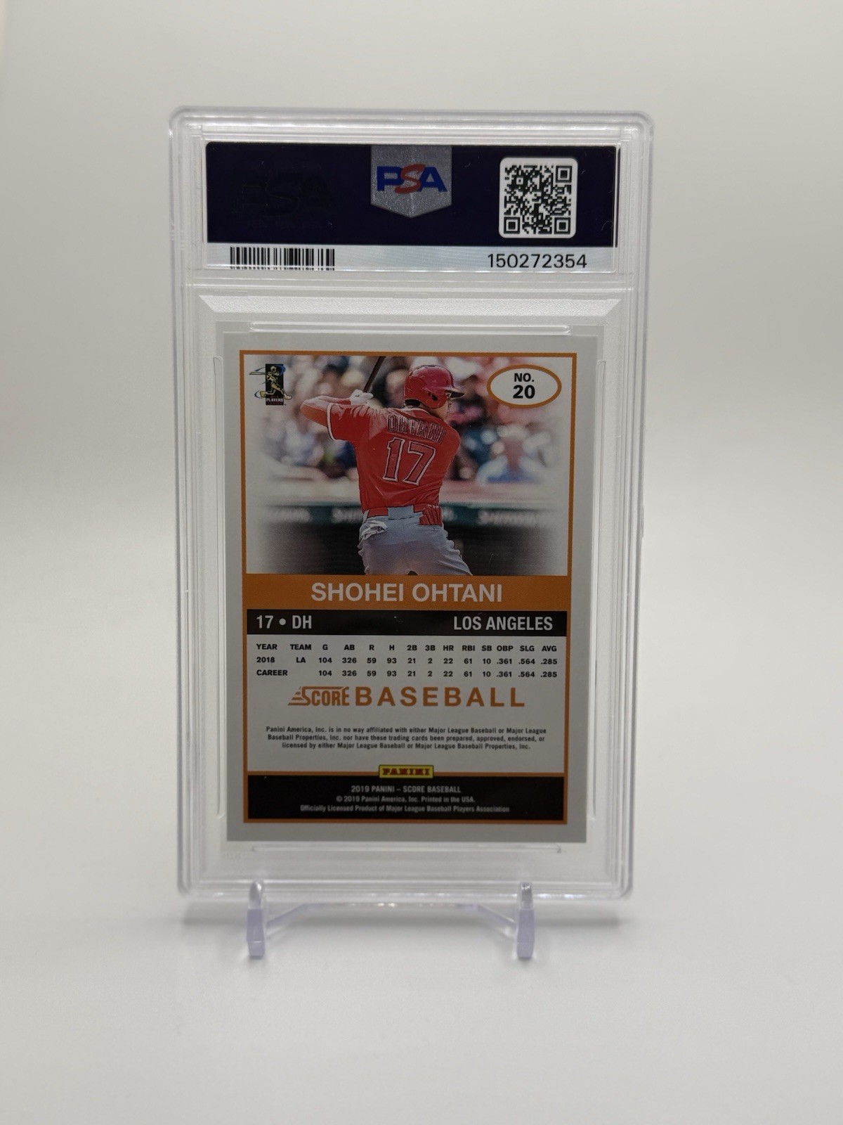 2019 Panini Chronicles - Score Shohei Ohtani #20 - PSA 10 view 2