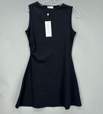 SNDYS Dress Large Black Sleeveless A Line Tank Mini Stretch Knit Minimalist NWT
