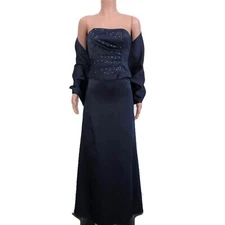 Two-piece navy corset dress w/ shawl