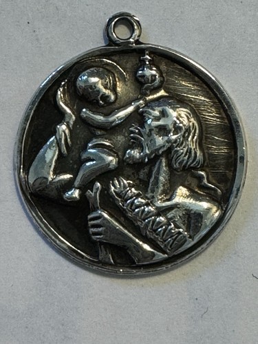 Colgante de plata de ley vintage modernista de San Cristóbal Protéjanos FLEX-LET - Imagen 2 de 8