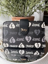 Juicy Couture Liquorice/White Girls Just Wanna Have Fun CC ID Key Fob Wallet NWT