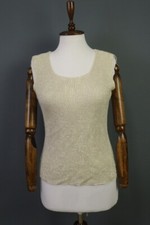 SALVATORE FERRAGAMO Beige Silk Knit Sleeveless Top Shirt Blose Size L
