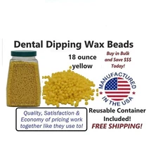 18 ounce - Yellow - Dental Dipping Wax Beads + Free Shipping!