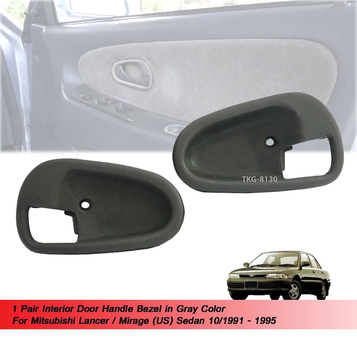 Gray Interior Door Handle For Mitsubishi Mirage Sedan 1991 1992
