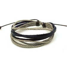 Unisex Handmade Leather Braided Surfer Wristband Bracelet Bangle UK Seller