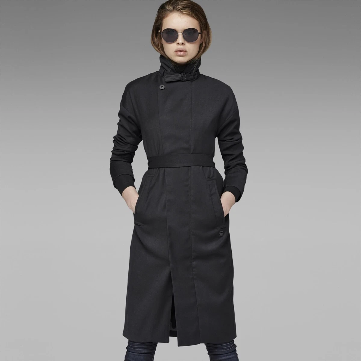 G Star WMN COCOON MINOR RELAX TRENCH Amber Wool Black XL eBay