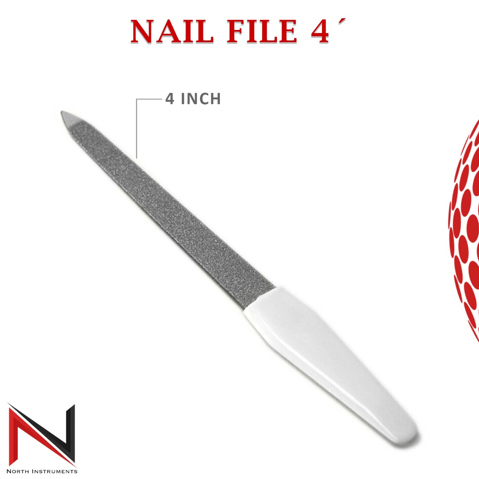 Nail File White Plastic Handle Dual Sided Metal Manicure Pedicure Nail