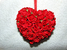 Heart Shape Christmas Valentines Ornament Roses Handcrafted 5" x 5" i