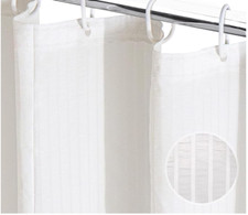 Funnytree 72 in x 72 in White Shower Curtain Textured Cloth Bath Curtain