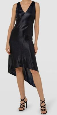 $2990 Akris Women's Blue Asymmetric Liquid Jersey High-Low Dress Size 8