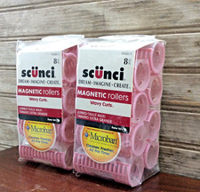 Lot of 2 Scunci Pink Magnetic Rollers Wavy Curls Jumbo 8 Pcs/Pkg NIP 18480-Y