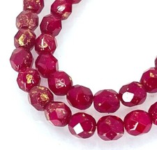 6mm Czech Firepolish Glass Faceted Round Beads - Gold Marbled - Oxblood Red 25 
