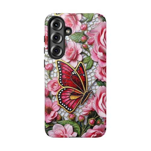 Rose Tough Case Butterfly Mosaic Pink iphone 16 15 14 13 S25 S24 S23 S22 - 第 147/240 張圖片