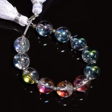 Natural Rainbow Quartz Gemstone Round Shape Smooth Beads 8X8 mm Strand 4" E-434