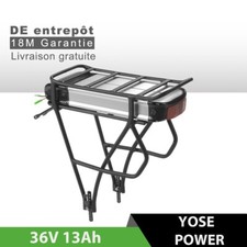 36V 13Ah E-Bike Batterie de Vélo Electrique, Porte-bagage pour 26”-28” V Brake