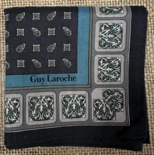 CLASSIC GEOMETRIC PAISLEY ART DARK BLUE MAN HANDKERCHIEF COTTON POCKET SQUARE17"