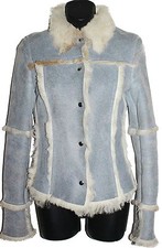 Dolce & Gabbana D&g Women's Shearling Coat Jacket Blue Size 40 Us 4