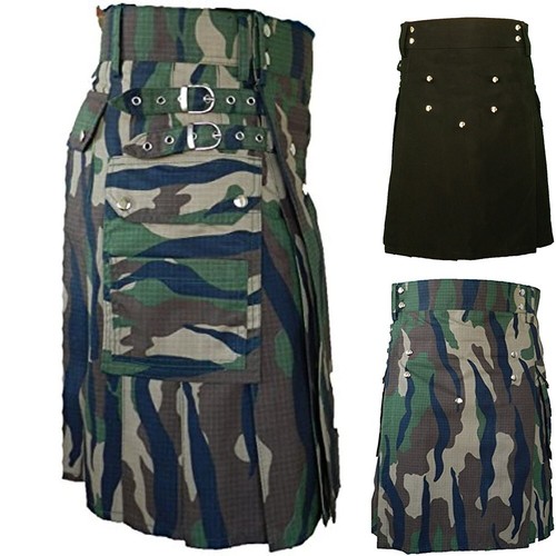 Mode Rock für Herren Röcke Mann Camouflage Kilt Kilt Party Karo Kontrast - Bild 1 von 12