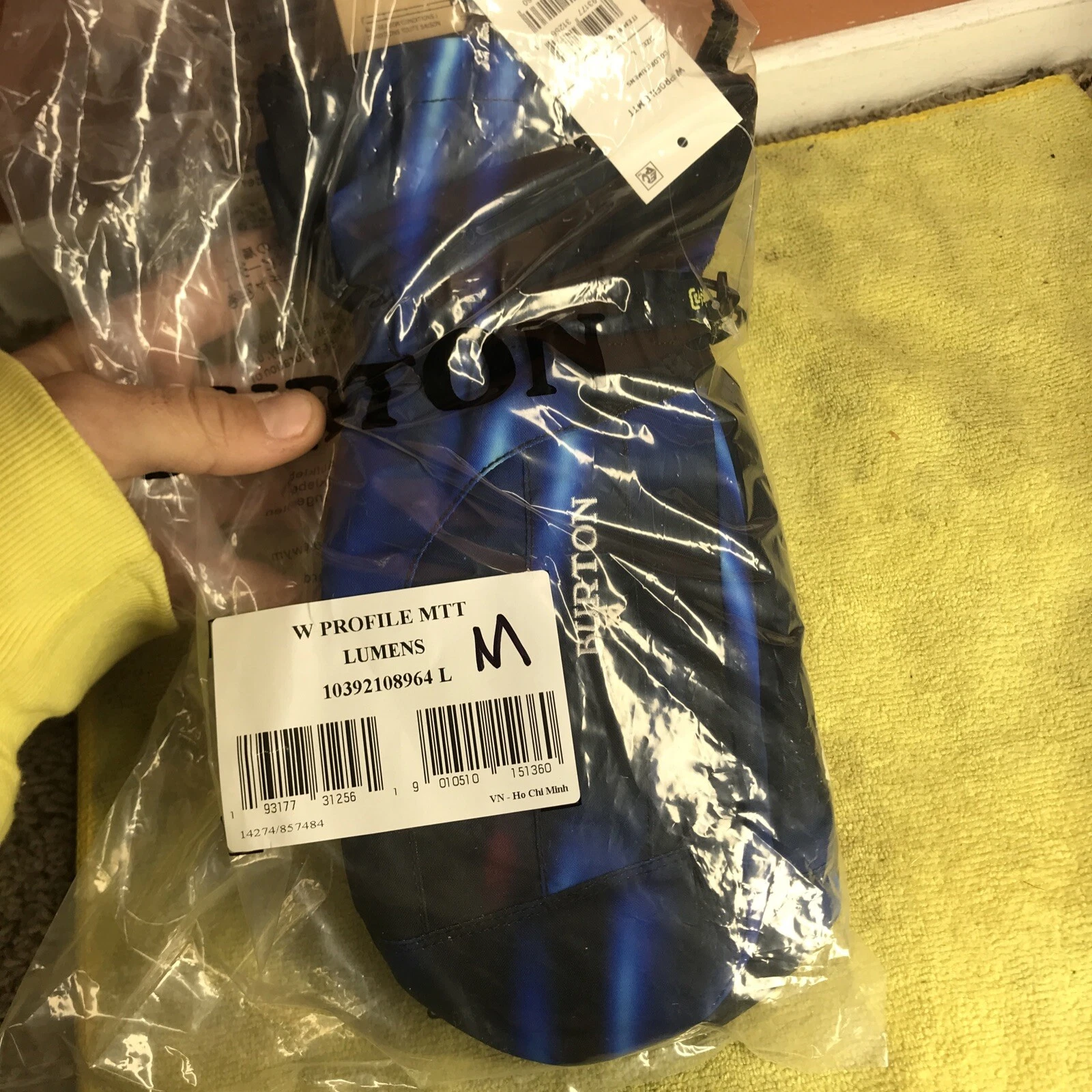 Burton Profile Mitt Mittens Snowboard Snow Winter Gloves Size LARGE BLUE BLACK