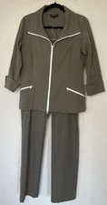 j'envie pants suit set gray size 6 pants jacket Inseam 29in 2 Piece Zip Up
