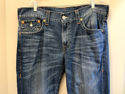 True Religion Jeans, Section Straight Pocket Flaps, Blue Denim