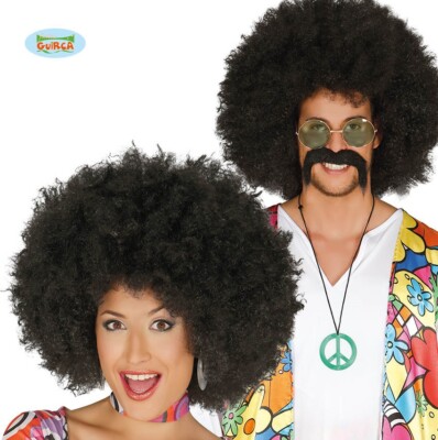 60er 70er Jumbo Afro Kostüm Perücke schwarz Disco Afro 80s Wig fg
