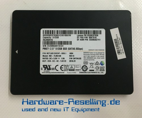 Lenovo 512GB 6G SATA SSD 2,5" MZ7LN512HCHP-000L1 SSD0E97936 00KT010 00JT067