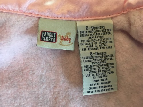 Gilet trapuntato rosa Faded Glory bambino 6-9 mesi nuovo senza etichette - Foto 2 di 3