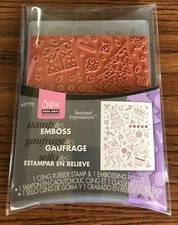 Sizzix / Hero Arts Stamp & Emboss "Merry Background Set" Christmas