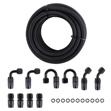 AN6 6AN AN-6 Nylon Braided Gas OIL FUEL Line Hose End Adaptor KIT 20feet