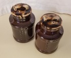 Vintage McCoy Brown Drip Milk Can Salt & Pepper Shakers with Stoppers USA — photo 2