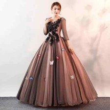 Ball Gown Women Evening Dresses With Appliques Tulle Prom Birthday Party Gowns