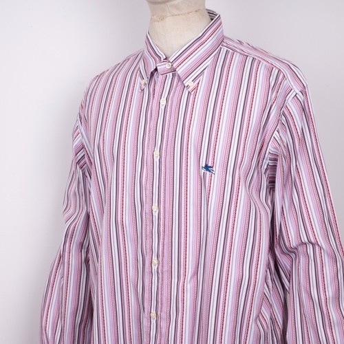 ETRO MILANO Men's Striped Pink Long Sleeve Button-Down Slim-Fit Shirt 44 XL/2XL - Picture 8 of 13