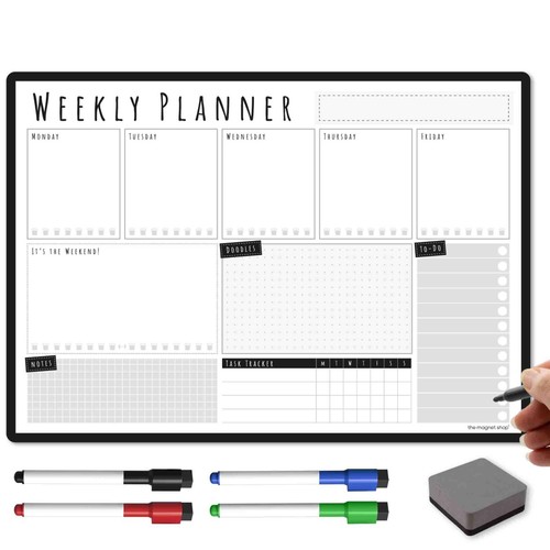 Weekly Planner Whiteboard | Magnetic Calendar for Fridge and Dry Wipe Pens - Picture 2 of 35
