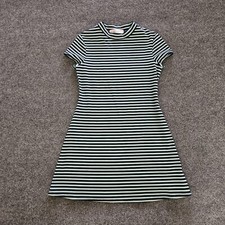 FP People Dress Womens Medium Green Blue Striped A Line Stretch Casual Summer