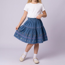 Aunt Stella Denim Skirt Size 6-7 Blue Embroidered Japan kawaii